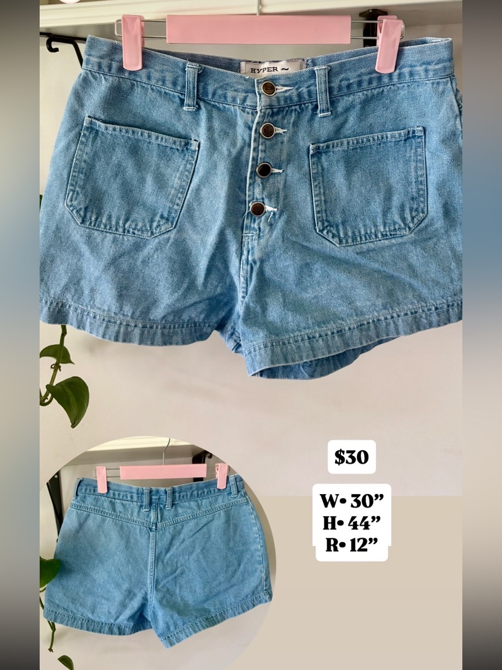 Hype Light Wash Button-Front Denim Shorts